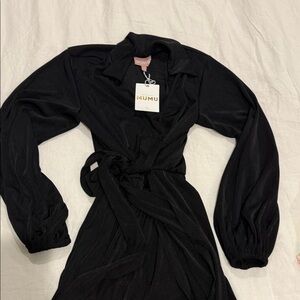 Show Me Your MuMu Black Long Sleeve Wrap Dress